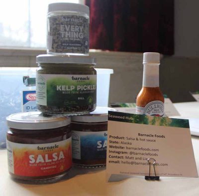 Products made by Barnacle Foods using Alaskan kelp were among those on display at the Seaweed Showcase.