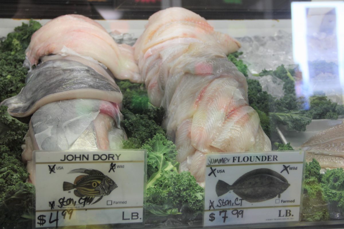 John Dory Fish and summer flounder and oysters from the Noank Aquaculture Co-op are some of the locally harvested seafood offerings for sale at Sea Well market in Mystic and Stonington.