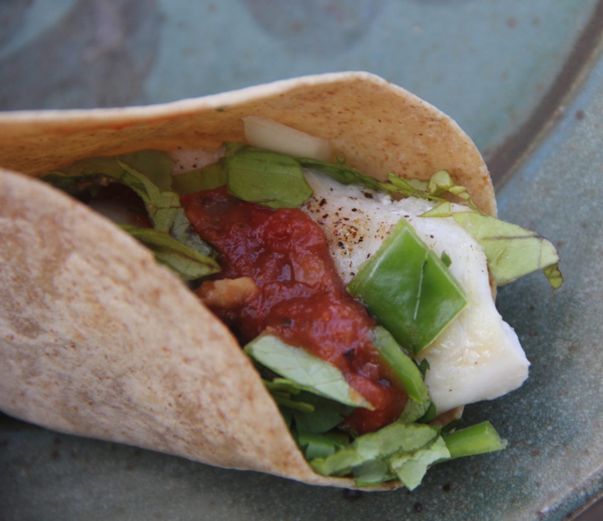Jacques Pepin's fish tacos, made with local black sea bass filets.