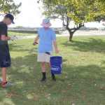 : Logan Stollenwerck, left, and Zacharie Aldrich, both volunteers at the Maritime Aquarium of Norwalk, were among the more than 25 volunteers who participated in the cleanup at Sherwood Island State Park in Westport to kick of the #DontTrashLISound - #DoOneThing campaign.