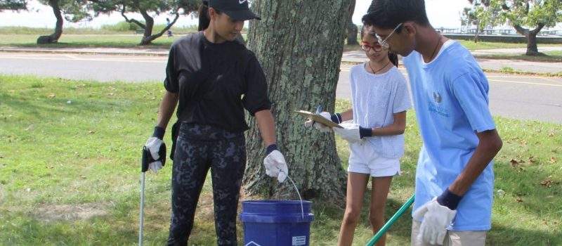 The Mehta family were among volunteers at the Sherwood Island State Park cleanup that launched this year's #DontTrashLISound-#DoOneThing campaign.