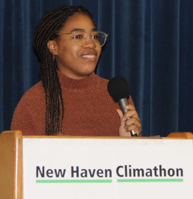 Alanis Allen, research analyst at the Connecticut Office of Climate Planning, gave the concluding remarks at the Climathon.