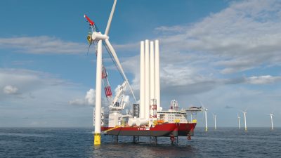 Dominion Energy’s Charybdis, currently under construction in Texas, will be the first Jones Act compliant offshore wind turbine installation vessel in the United States. The vessel’s first use is slated to be at State Pier in New London.